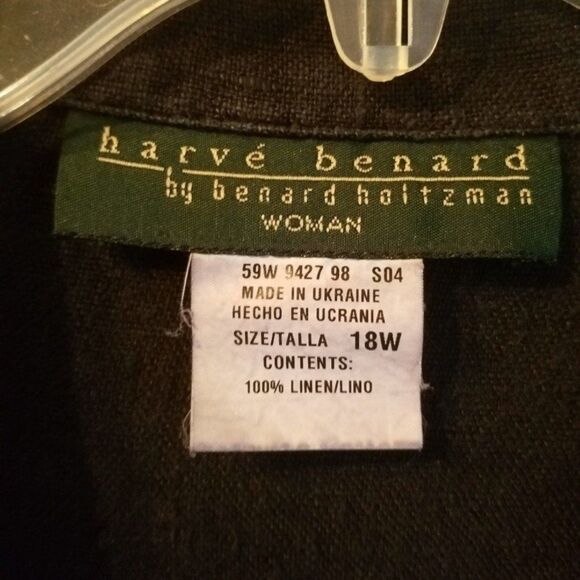 Harve Benard Black Button Down Linen Shacket Size 18W - Picture 3 of 8